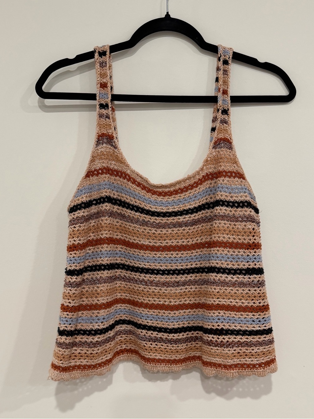 Jessica Simpson Crochet Striped Tank Top Boho Size Large